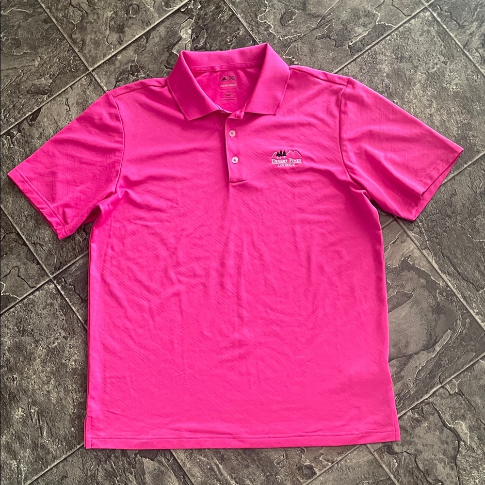 ADIDAS Men’s Desert Pines Las Vegas Vibrant Pink Polo Golf Shirt Athleisure